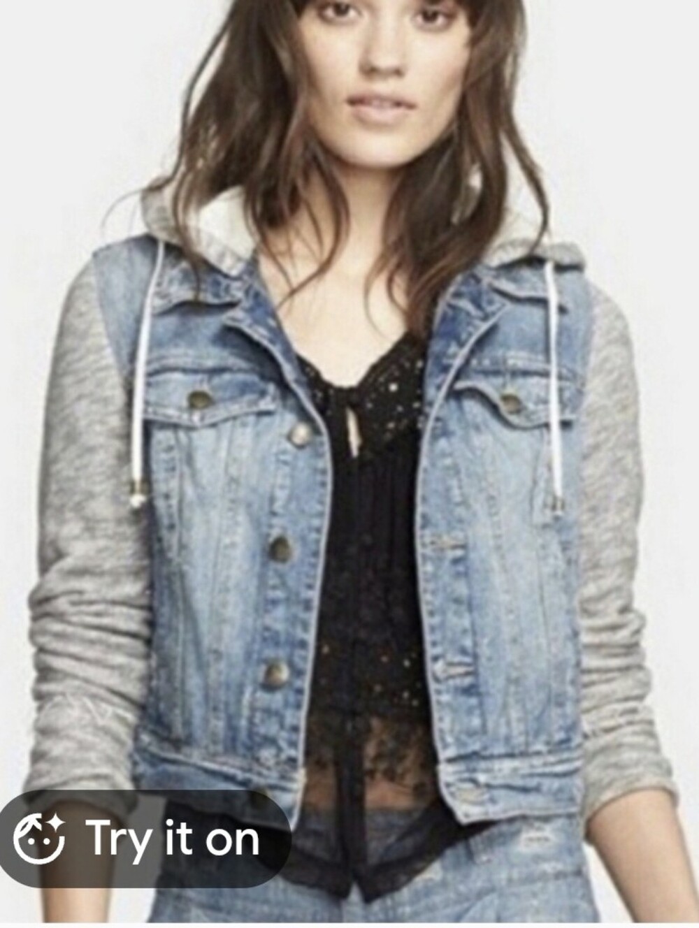 Hooded Jean Jacket Crop